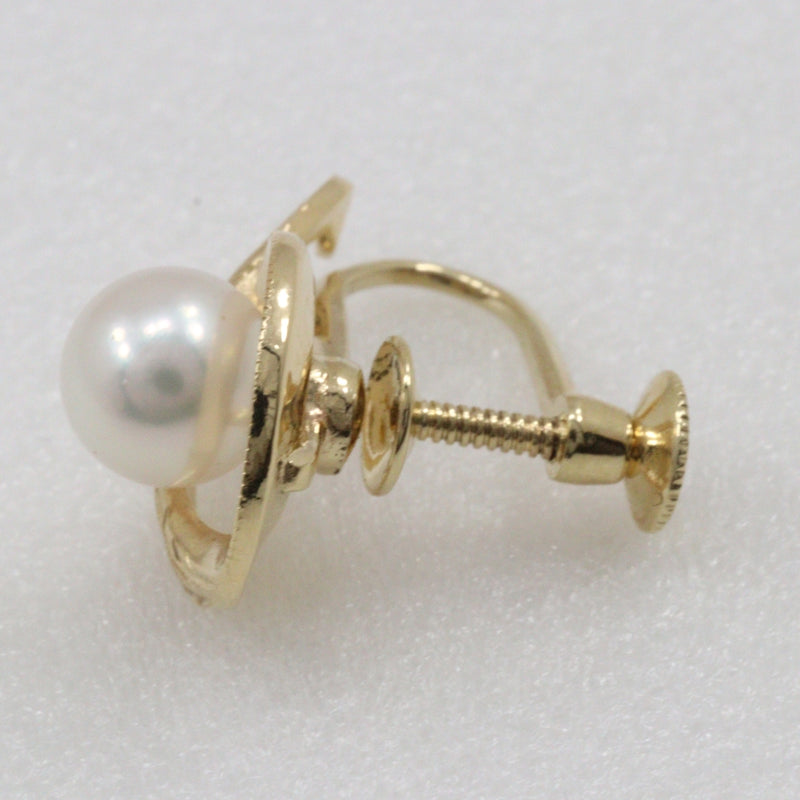 [Mikimoto] Mikimoto Pearl Earring K14 Yellow Gold x Pearl about 4.6g Pearl Ladies A+Rank