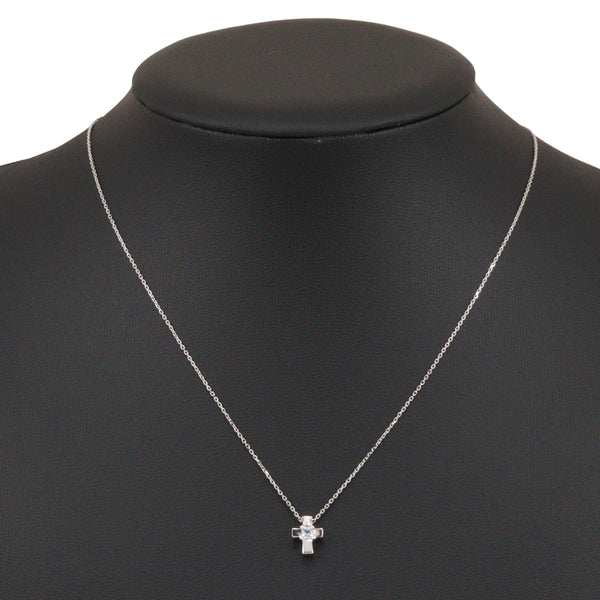 [4 ° C] Yeong Sea Cross 목걸이 18KWhite Gold X Moonstone Cross 약 2.2g 크로스 레이디스 A 순위