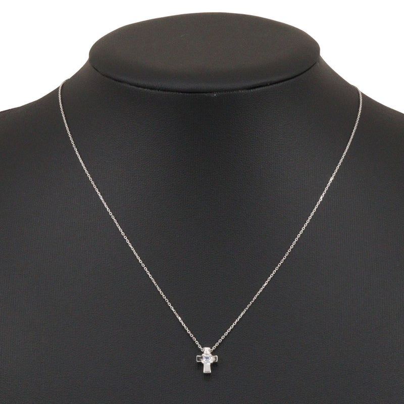 [4 ° C] Yeong Sea Cross Collier K18 White Gold X Moonstone Cross Environ 2,2 g croix de dames A-Rank