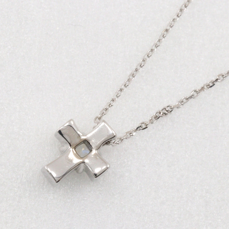 [4 ° C] Yeong Sea Cross Collier K18 White Gold X Moonstone Cross Environ 2,2 g croix de dames A-Rank