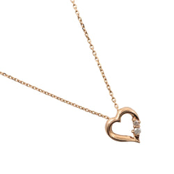 [Take-Up-Up-Up-Up-Up-Up Heart Collier 2P Diamond K10 Yellow Gold X Diamond 0,02 Stamp Heart Environ 1,2 g Heart Ladies A +