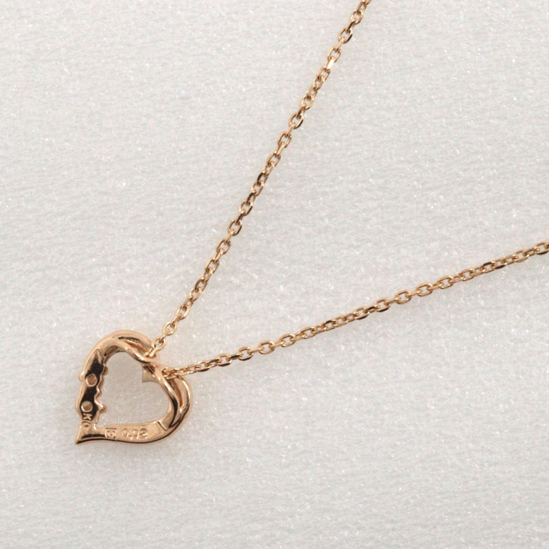 [TAKE-UP] Take-up heart Necklace 2P diamond K10 yellow gold x diamond 0.02 engraved heart about 1.2g Heart Ladies A+Rank