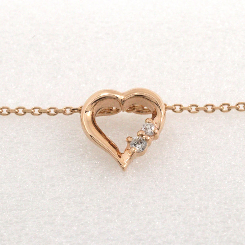 [Take-Up-Up-Up-Up-Up-Up Heart Collier 2P Diamond K10 Yellow Gold X Diamond 0,02 Stamp Heart Environ 1,2 g Heart Ladies A +