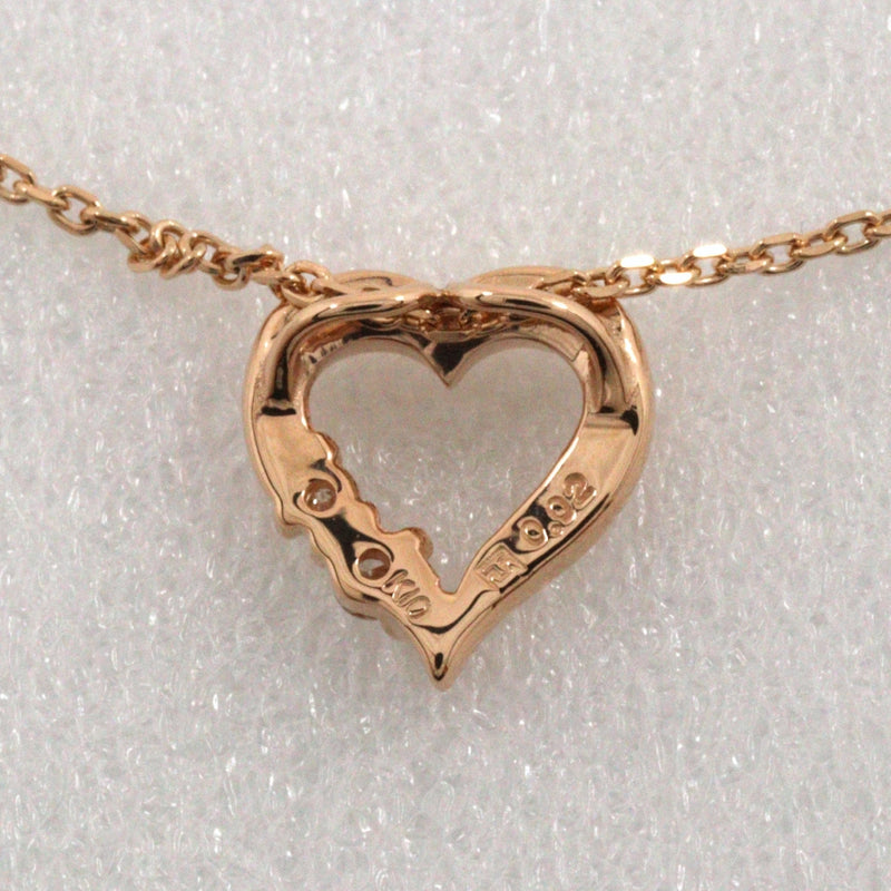 [TAKE-UP] Take-up heart Necklace 2P diamond K10 yellow gold x diamond 0.02 engraved heart about 1.2g Heart Ladies A+Rank