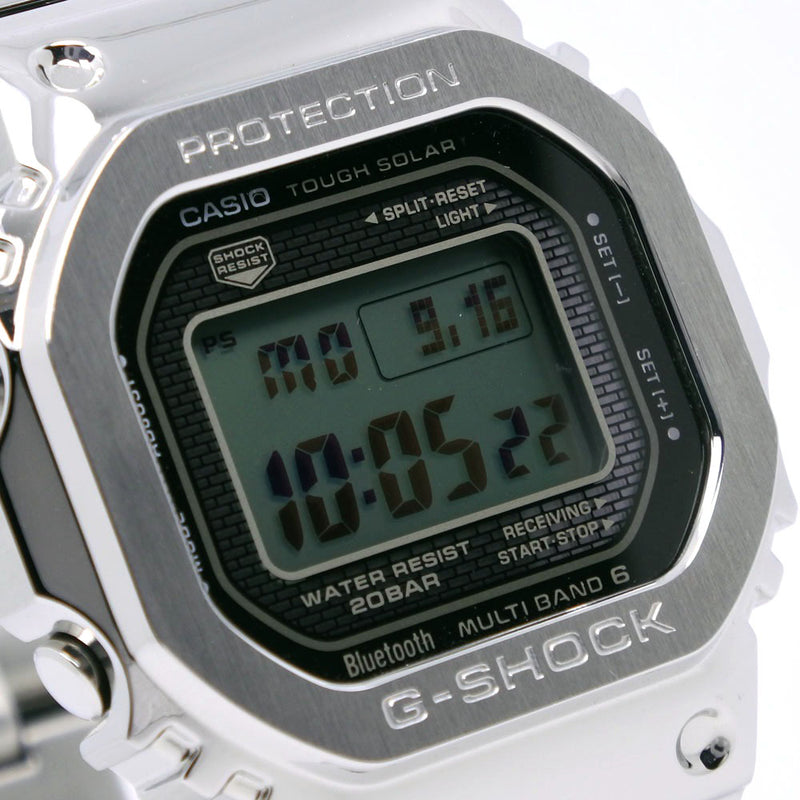 [CASIO] Casio 
 G -shock watch 
 GMW-B5000 Stainless Steel Solar PoweredRadio clock digital display SilverDial G Shock Men's A Rank