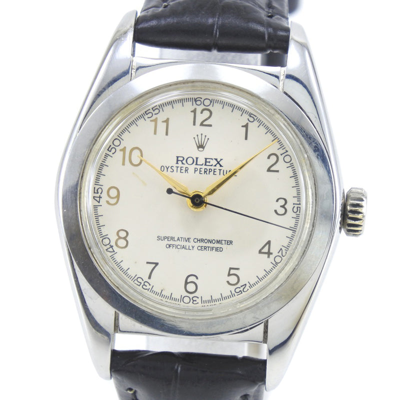 [Rolex] rolex 
 Reloj de burbuja 
 Oyster Purinual Cal.2789-1 (ETA) 5015 Acero inoxidable x Cuero en relieve de cuero en relieve Burbuja de marcado blanco con bucle de marcado blanco