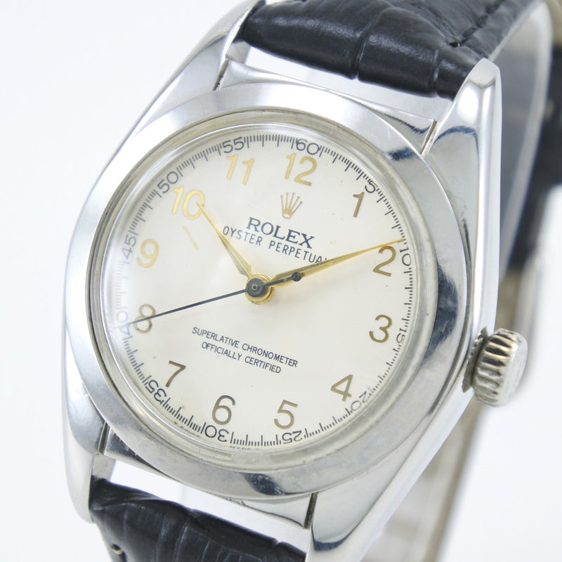 [Rolex] rolex 
 Reloj de burbuja 
 Oyster Purinual Cal.2789-1 (ETA) 5015 Acero inoxidable x Cuero en relieve de cuero en relieve Burbuja de marcado blanco con bucle de marcado blanco