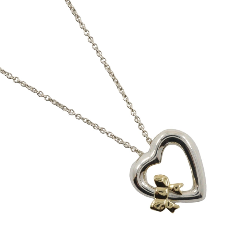 [Tiffany & co.]TIFFANY&Co. Heart ribbon Necklace Silver 925 ×18KYellow Gold Heart about 6.2g Heart Ribbon Ladies A Rank