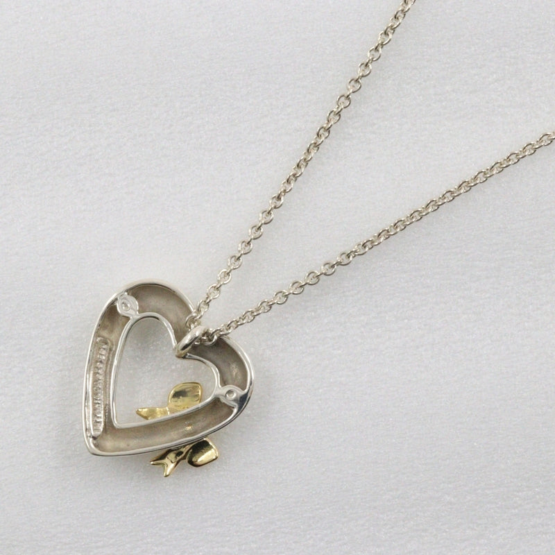 [Tiffany & co.]TIFFANY&Co. Heart ribbon Necklace Silver 925 ×18KYellow Gold Heart about 6.2g Heart Ribbon Ladies A Rank