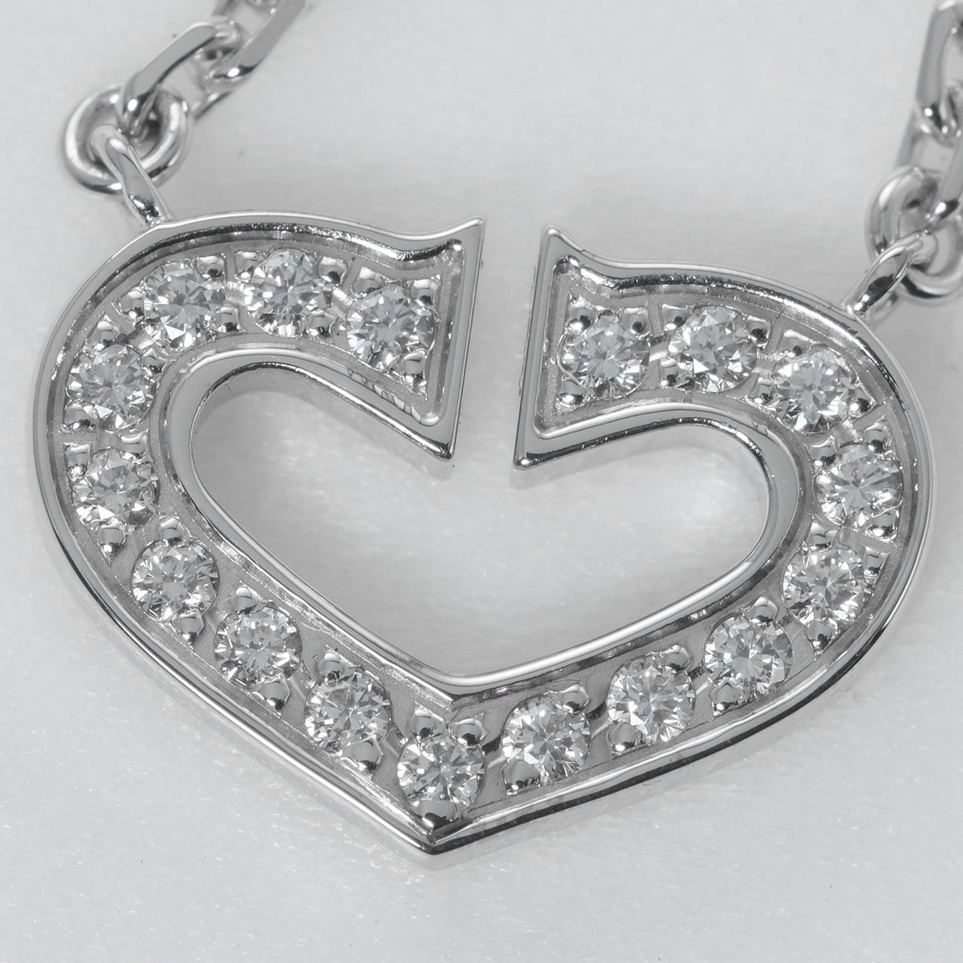 CARTIER】カルティエ Cハート ネックレス 17P K18ホワイトゴールド