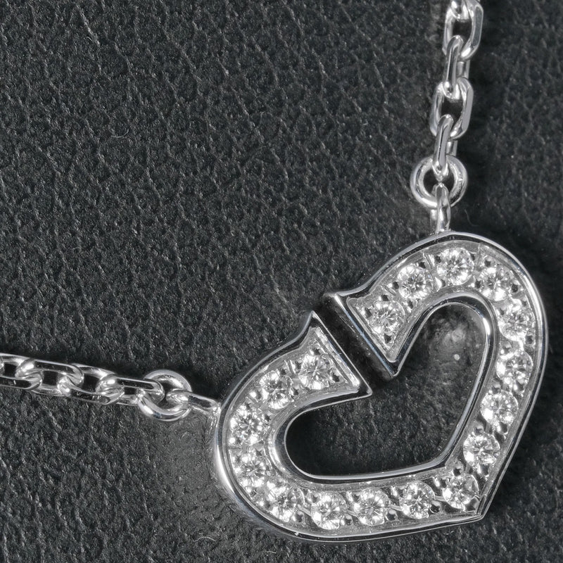 925ネックレス約17g付き Cartier ネックレストップ CARTIER】カルティエ Cハート ネックレス 17P K18ホワイトゴールド