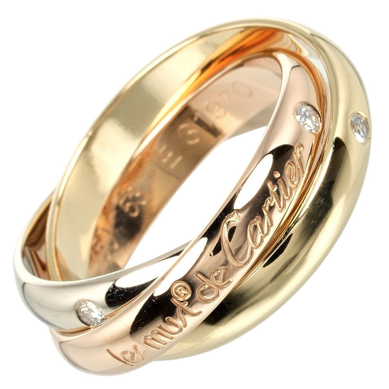 [Cartier] Cartier 
 Trinity No. 13 Anillo / anillo 
 K18 oro x 3p diamante yg pg wg aproximadamente 9.4g Trinity Ladies un rango