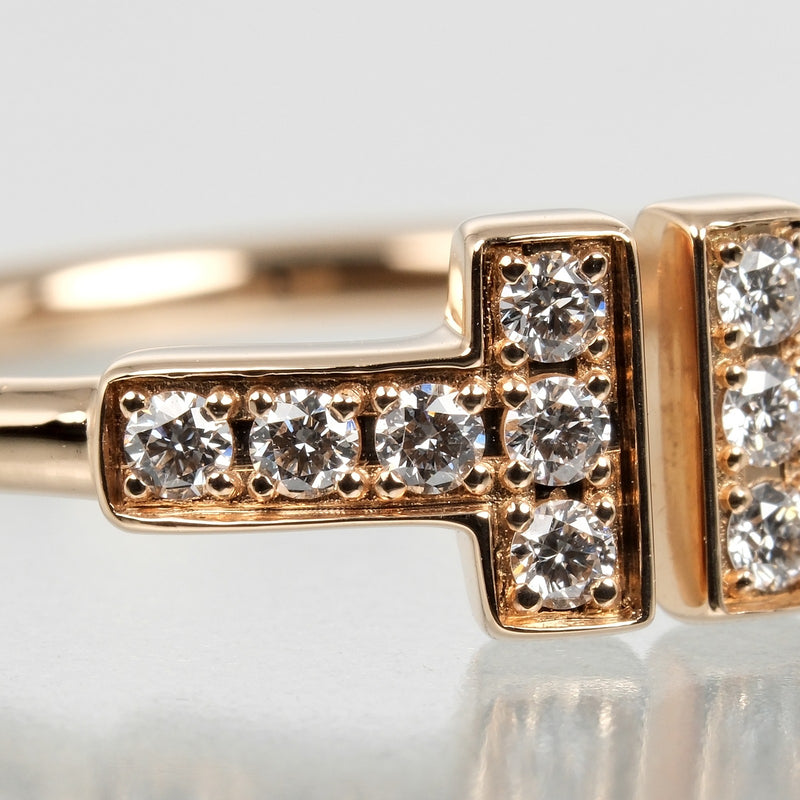 [Tiffany＆Co。]蒂法尼 
 t -Wire No. 8.5戒指 /戒指 
 K18粉红色金X钻石大约2.2g t线女士A等级