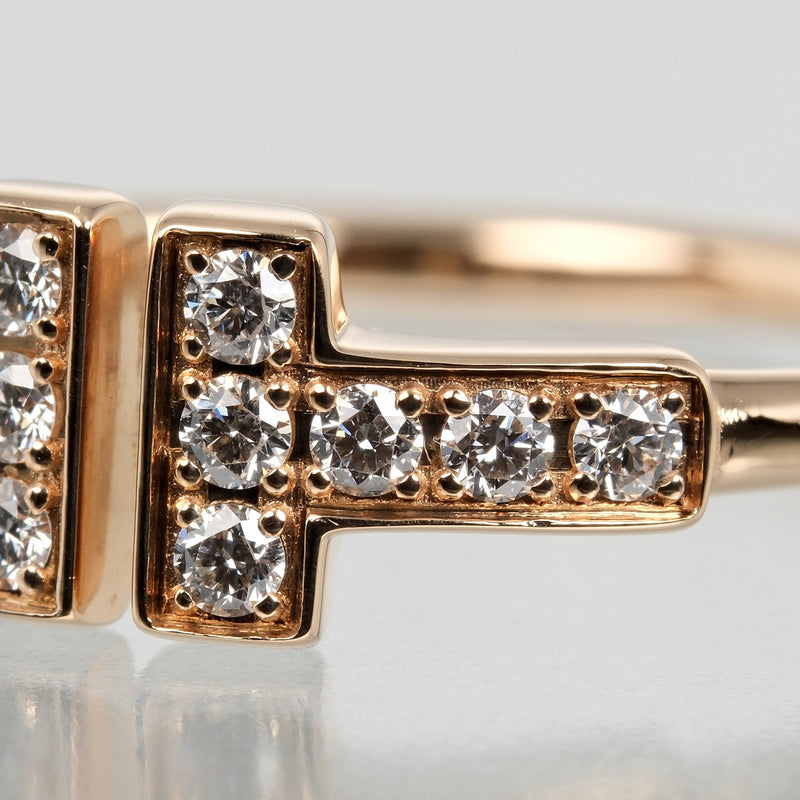 [Tiffany & co.] Tiffany 
 T -Wire No. 8.5 Anillo / anillo 
 K18 Pink Gold x Diamond aproximadamente 2.2g t de alambre damas un rango
