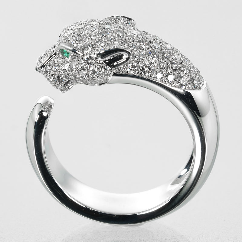 [卡地亚]卡地亚 
 锅尾18环 /戒指 
 K18白金X Diamond X Emerald约15.94克Panthere女士A+等级