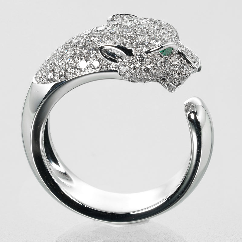 [Cartier] Cartier 
 Pan Tail No. 18 Ring / Ring 
 K18 White Gold x Diamond x Emerald about 15.94g Panthere Ladies A+Rank