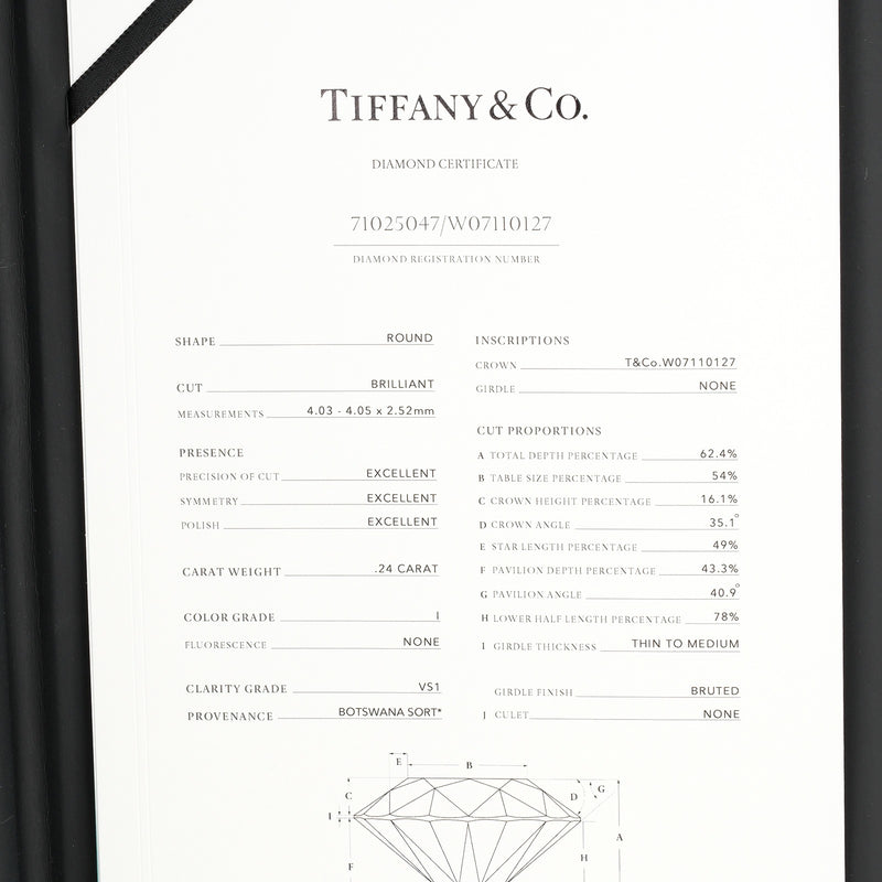 【TIFFANY&Co.】ティファニー
 ハーモニー 9号 リング・指輪
 0.24ct VS1/I/3EX Pt950プラチナ×ダイヤモンド 約3.29g harmony レディースAランク