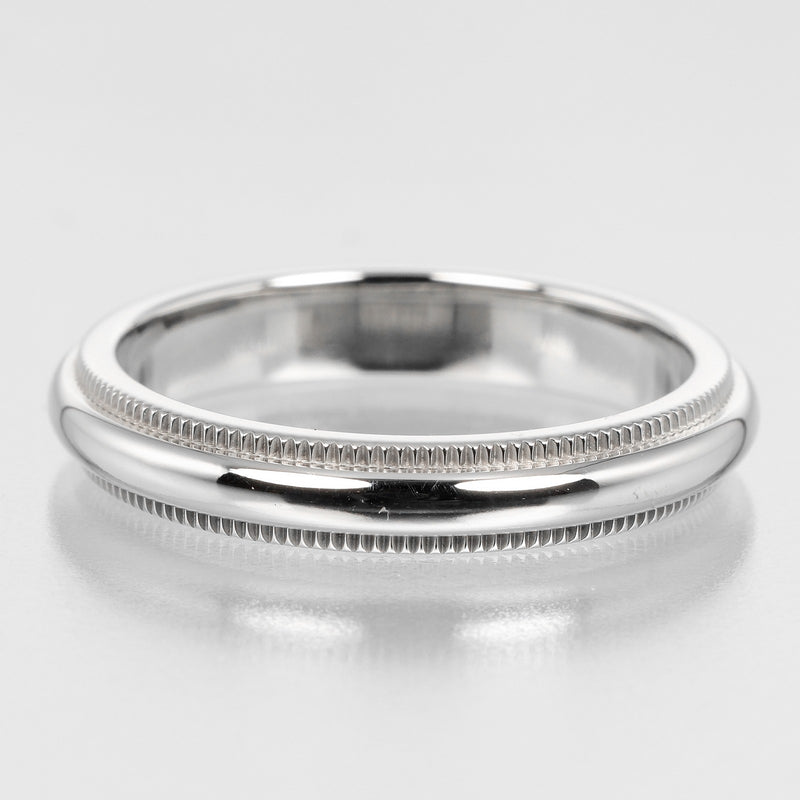 [Tiffany & co.] Tiffany 
 Tugasiza Milgrein No. 8.5 Anillo / anillo 
 Modelo de 3 mm PT950 Platinum alrededor de 5.33g Damas de Milgrain Alojadas un rango