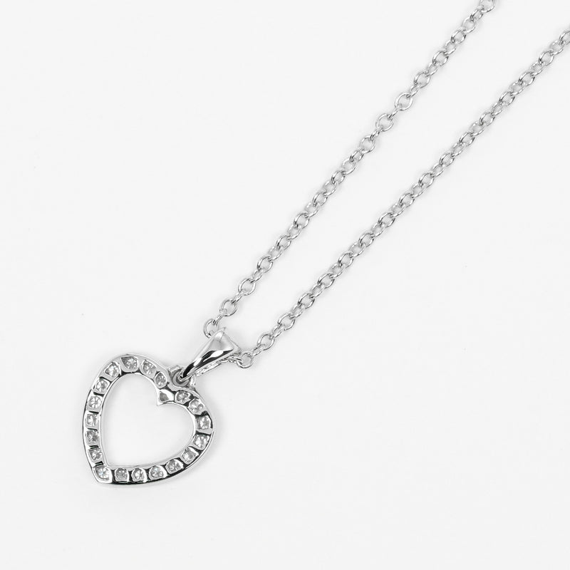 [Tiffany & Co.] Tiffany 
 메트로 하라토 목걸이 
 PT950 플래티넘 X 다이아몬드 약 2.94g 메트로 심장 숙녀 계급