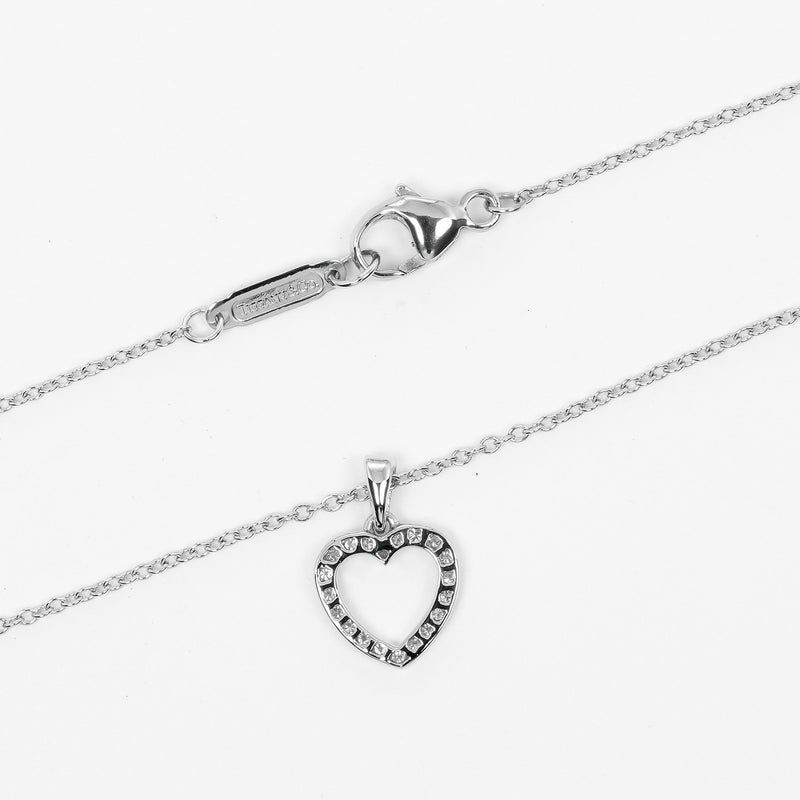 [TIFFANY & CO.] Tiffany 
 Metro Harato Necklace 
 PT950 Platinum x Diamond about 2.94g METRO HEART Ladies A Rank