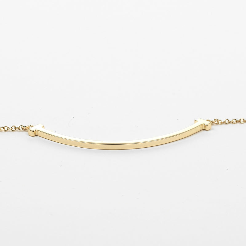 [Tiffany & Co.] Tiffany 
 작은 목걸이 미소 
 상단 너비 9.7cm K18 옐로우 골드 대략 2.94g t 미소 작은 숙녀 랭크