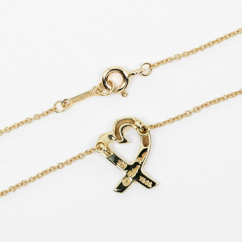 [Tiffany & Co.] Tiffany 
 문지르는 심장 목걸이 
 K18 옐로우 옐로우 골드 약 2.85g 사랑의 심장 숙녀 계급