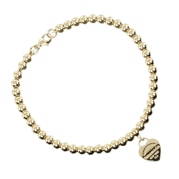 [Tiffany＆Co。]蒂法尼 
 Retton Mini心脏标签珠珠珠 
 腕部约为16.5厘米K18黄金，大约8.9克返回迷你心tag珠女士们