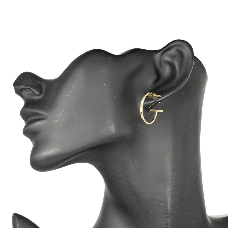 [Tiffany & Co.] Tiffany 
 T 후프 중간 귀걸이 
 K18 옐로우 골드 약 5g T 후프 중간 여성 A 등급