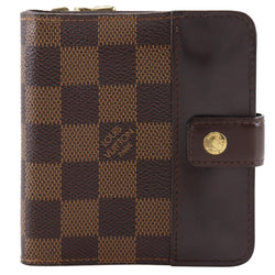 ルイヴィトン ダミエ コンパクトジップ 二つ折り財布 N61668 ブラウン LOUIS VUITTON】ルイ・ヴィトン コンパクト・ジップ 二つ折り財布