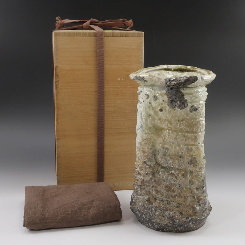 Shigaraki ware】信楽焼 寺垣外 杉本貞光 造 伊賀花入 骨董品