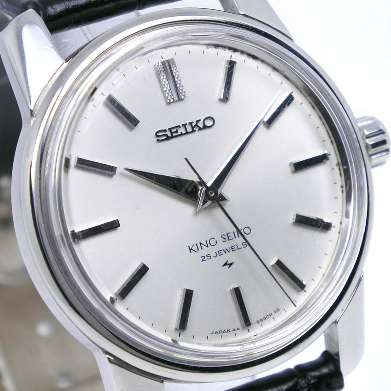 [Seiko] Seiko 
 Reloj King Seiko 
 Segundo modelo Seiko Medalion Cal.44a 44-9990 acero inoxidable x cuero de cuero dial de plata negro a mano rey seiko para hombres