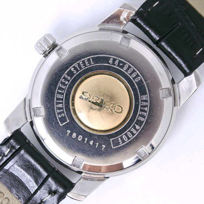[Seiko] Seiko 
 Reloj King Seiko 
 Segundo modelo Seiko Medalion Cal.44a 44-9990 acero inoxidable x cuero de cuero dial de plata negro a mano rey seiko para hombres