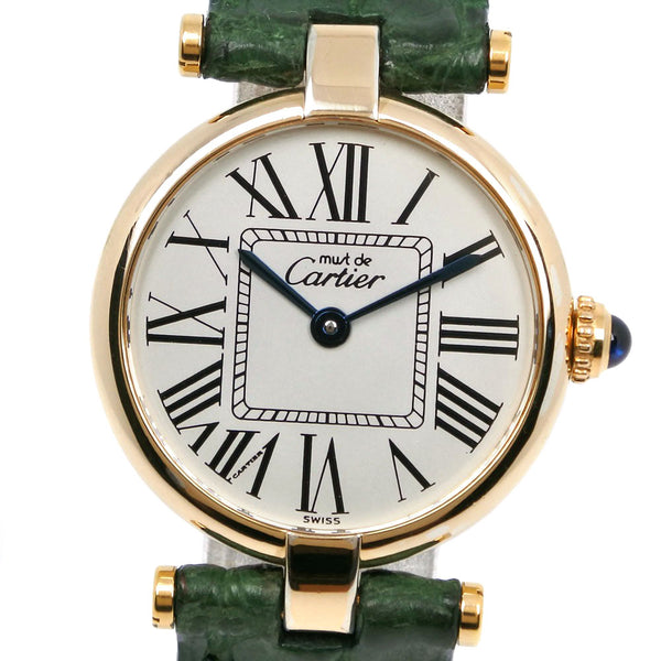 [Cartier] Cartier 
 Massevandome Watch 
 Vermille 590004 Silver 925 x Crocodile Gold Quartz Analog Silver Dial Must Vendome Ladies