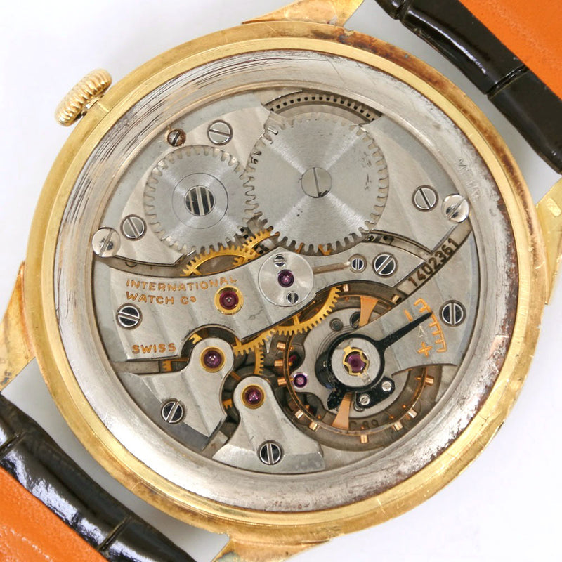 [IWC] Idabreye Shafhausen 
 Reloj de intercambio antiguo 
 Vintage Cal.89 K18 Oro amarillo X Crocodile Oro Gold Rolled Dial Old Inter Men's B-Rank