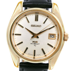 【SEIKO】セイコー
 キングセイコー 腕時計
 4502-7001 ステンレススチール×金メッキ×レザー 黒 手巻き シルバー文字盤 King Seiko レディース