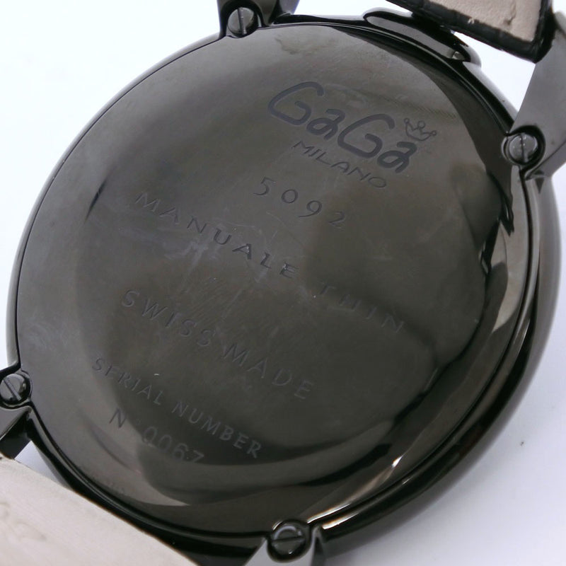 [Gaga Milano] Gaga Milano 
 Manuale sin reloj de sen 
 5092 acero inoxidable x cuero exhibición analógica de cuarzo de cuero negro