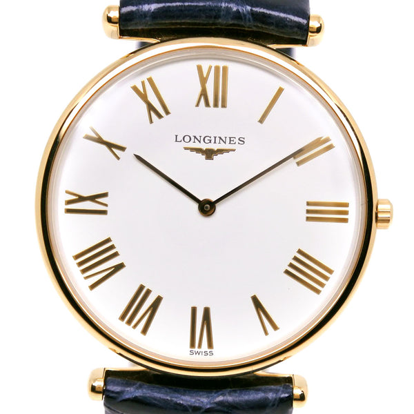 【LONGINES】ロンジン
 グランドクラシック 腕時計
 L4.635.2 金メッキ×クロコダイル クオーツ アナログ表示 白文字盤 Grand classic メンズAランク