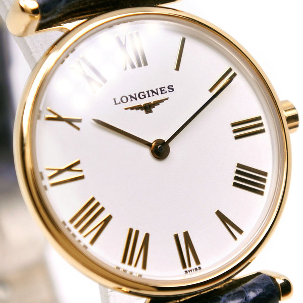 [LONGINES] Longines 
 Grand Classic Watch 
 L4.135.2 Plated Gold×Crocodile Quartz Analog display white dial Grand classic Ladies A-rank