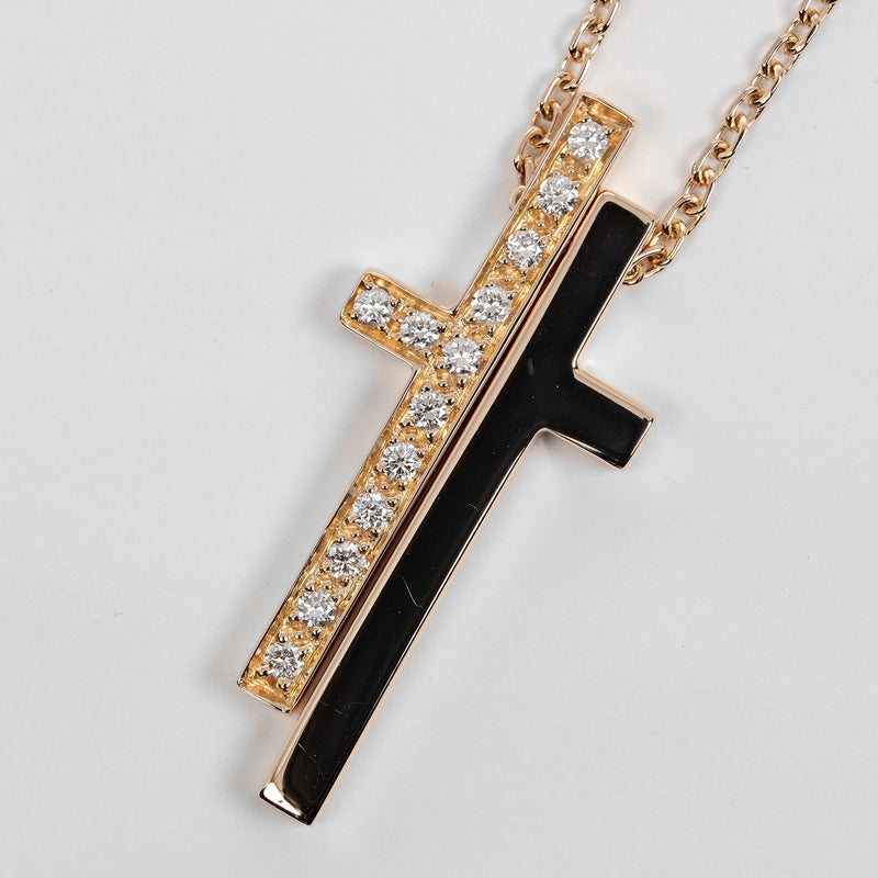 [Gucci] Gucci 
 单独的十字项链 
 18K粉红色金X钻石大约9克单独的布料女士