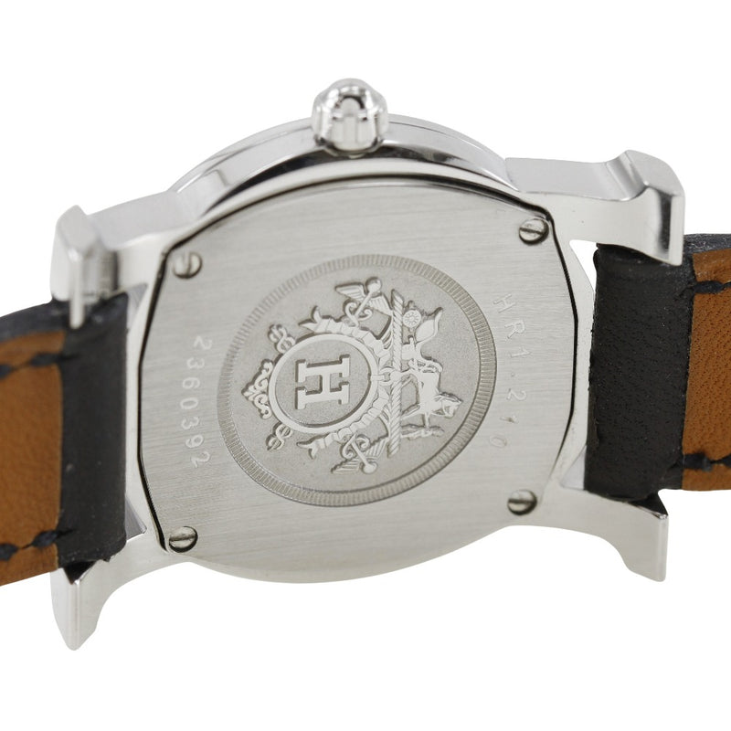 [Hermes] Hermes H Watch Rondo Rode HR1.210 Acero inoxidable X Cuero en relieve ▢ J Grabado Analógico Pantalla de plata.