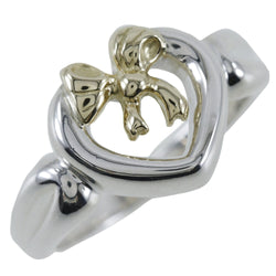 [Tiffany & CO.] Tiffany Heart Ribbon No. 7 Anneau / anneau argent 925 × K18 Cœur d'or jaune d'environ 3,6 g de ruban de coeur Mesdames A Rank