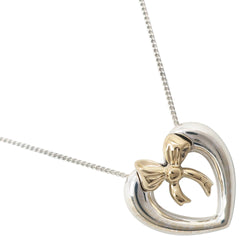 [Tiffany & co.]TIFFANY&Co. Heart ribbon Necklace Vintage Silver 925 ×18KYellow Gold Approximately 4.3g Heart Ribbon Ladies