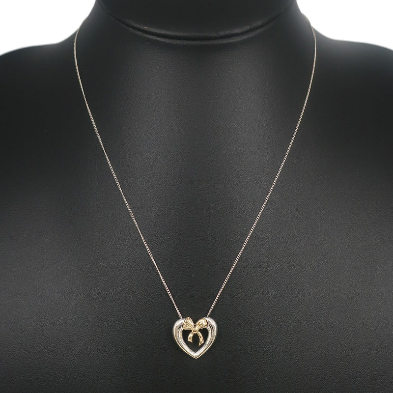 【TIFFANY&Co.】ティファニー
 ハートリボン ネックレス
 ヴィンテージ シルバー925×K18イエローゴールド 約4.3g Heart ribbon レディース