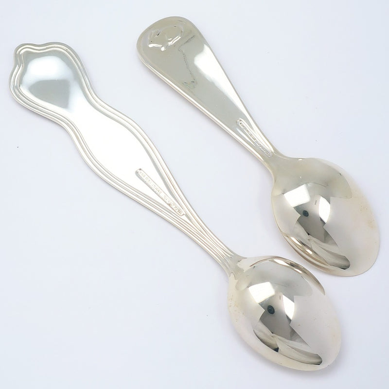 [Tiffany & co.]TIFFANY&Co. Baby Poon Tableware Juego de 2 Bear & Sheep Silver 925 Baby Spoon _