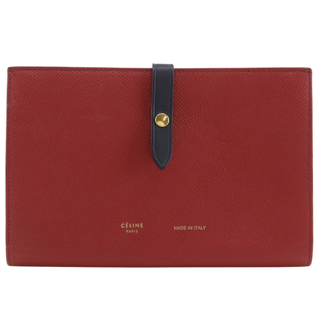 CELINE セリーヌ ラージフラップ 二つ折り 長財布 ボルドー CELINE】セリーヌ ラージストラップ マルチファンクション 長財布