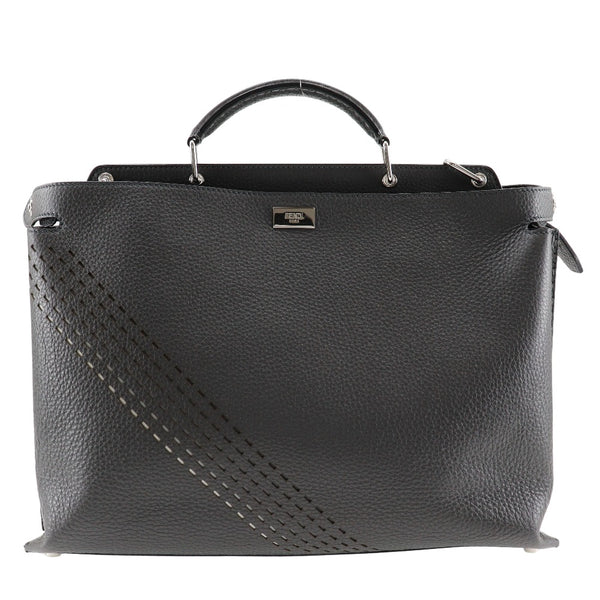 [FENDI] Fendi 
 Peca Boo Essential Business Bag 
 7va476 Calfskin Gray handbag A4 Fastener PEEK-A-BOO ESSENTIAL Men A Rank