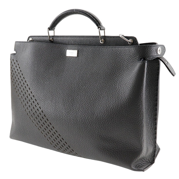 [Fendi] Fendi Pocket Caboo Essential Business Bag 7va476小牛灰色手提包A4紧固件