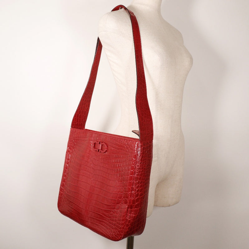 [Salvatore Ferragamo] Salvatore Ferragamo Gancini Shoulder Bag Enhanced AQ216194 Leather red shoulder hanging A5 Fastener GANCINI Ladies