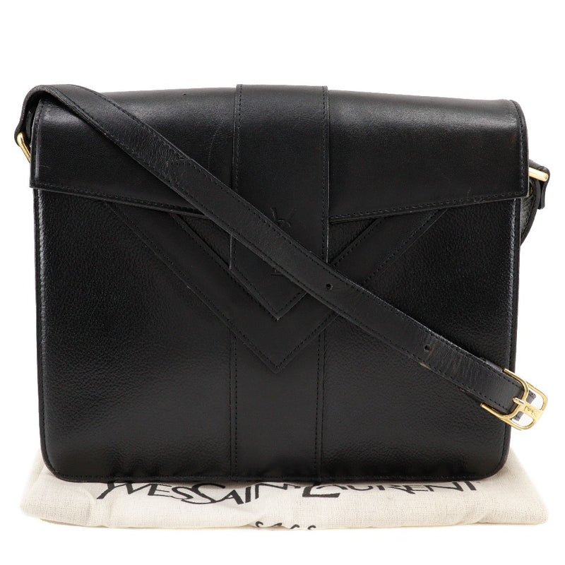 [Yves Saint Laurent] Eva Saint Laurent 
 Y Bolso de hombro de puntada 
 Ternero Diagonal Black Diagonal A5 imán Tipo Y Puntada Damas