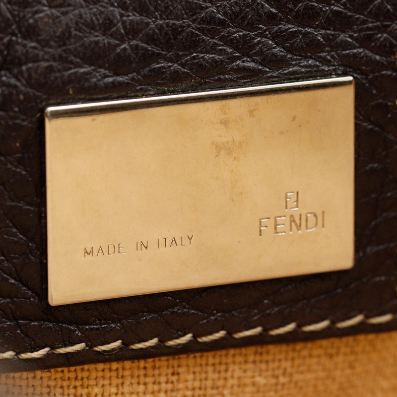 【FENDI】フェンディ
 ミニリンダ ハンドバッグ
 ズッカ ナイロンキャンバス 茶 手提げ A5 マグネットタイプ Mini linda レディース